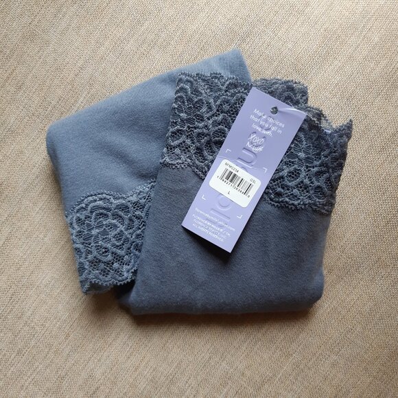 *NWT* Florence by Mills Lacy Cotton Shortie  Taupey Purple Violet L - Picture 5 of 6